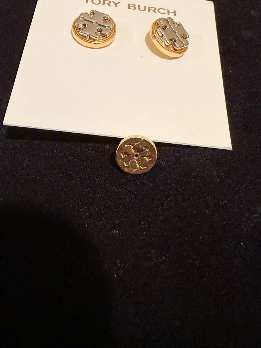 Tory Burch Gold and silver two toned Stud Earrings